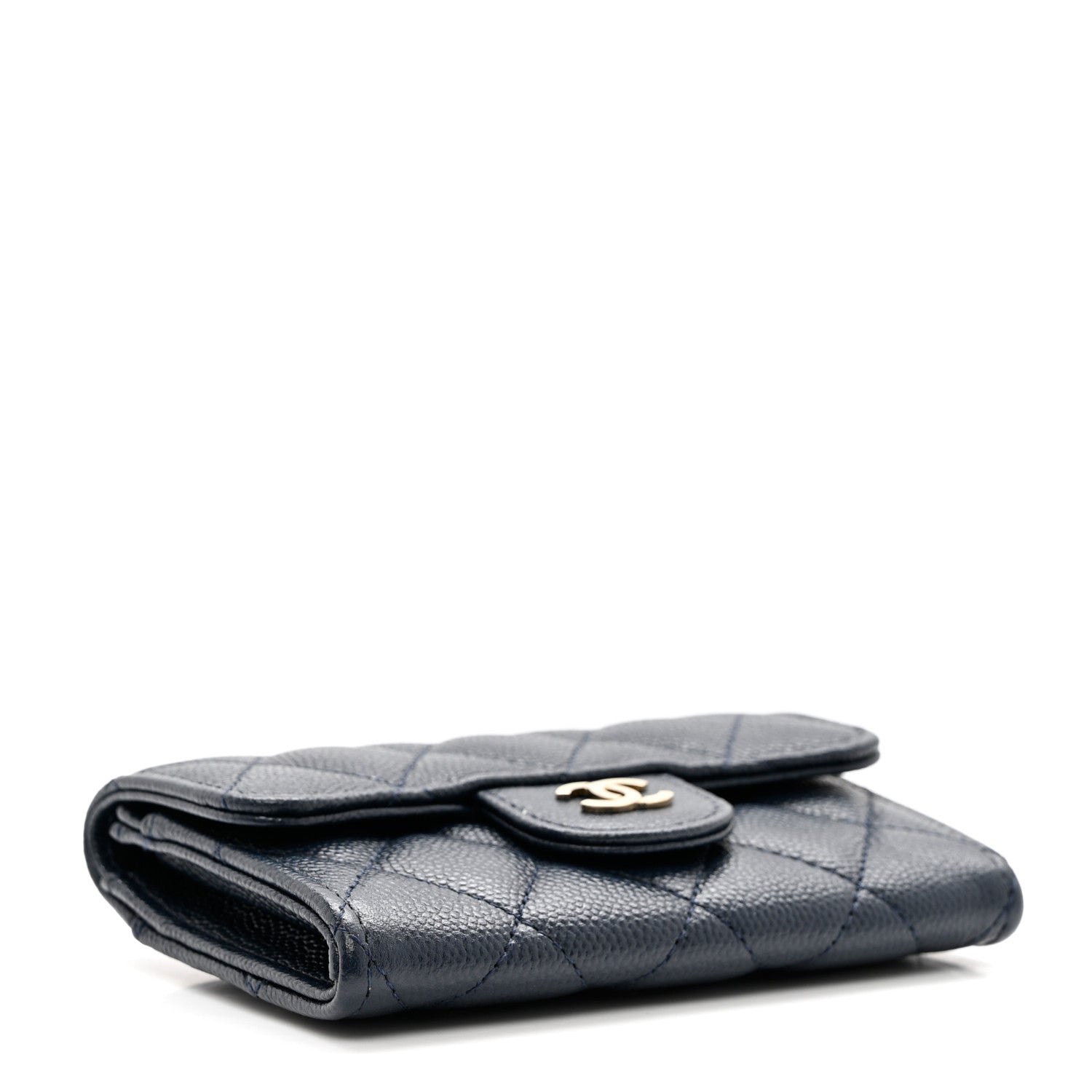 Chanel Caviar Quilted Flap Card Holder Wallet Navy Blue 4 of 8