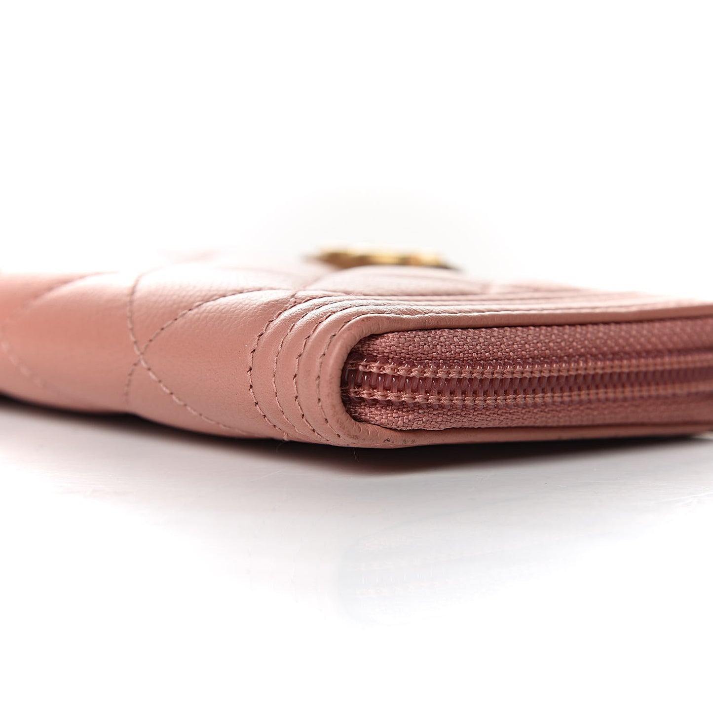 Caviar Quilted Boy Small Zip Around Wallet Pink