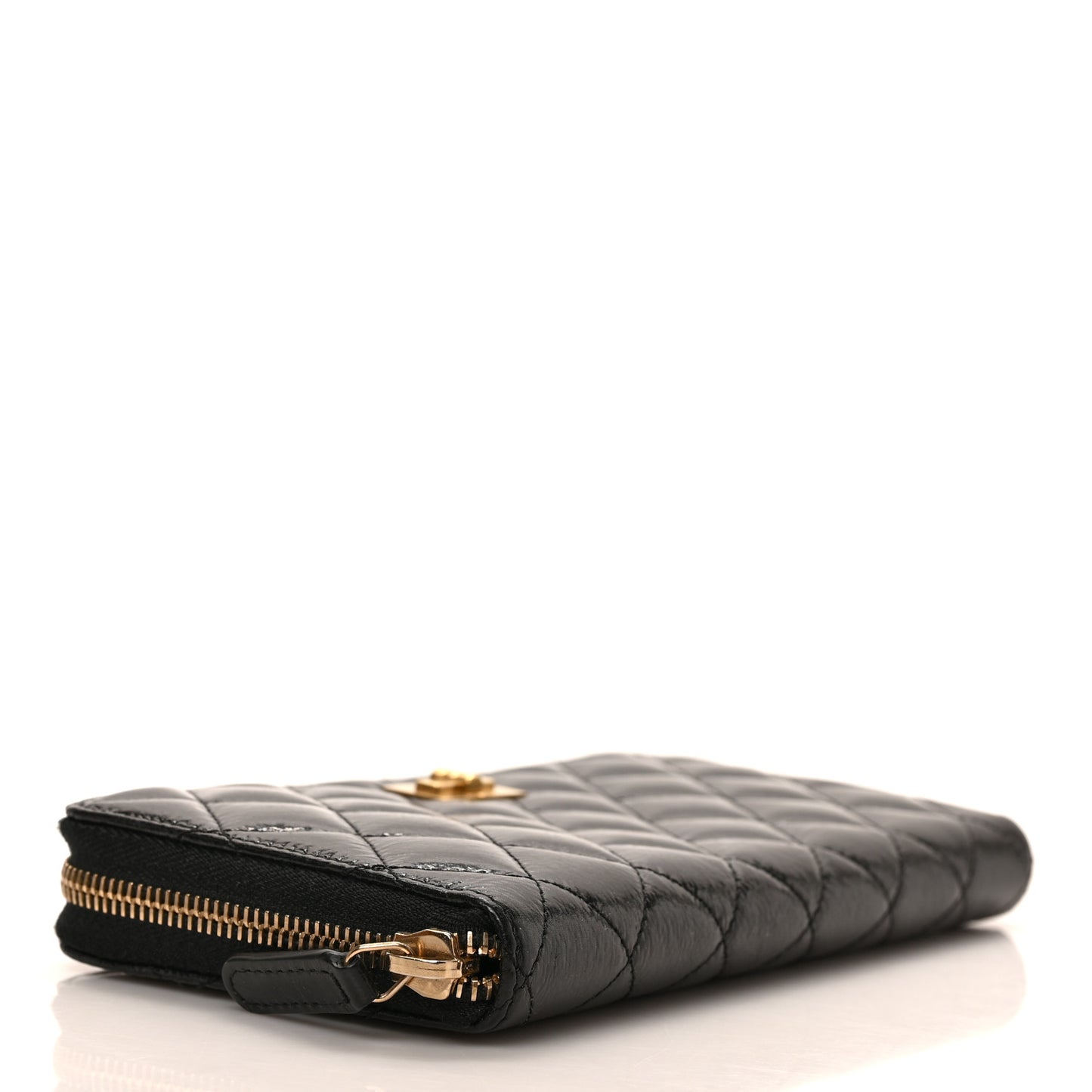 Aged Calfskin Quilted Reissue Large Gusset Zip Around Wallet Black