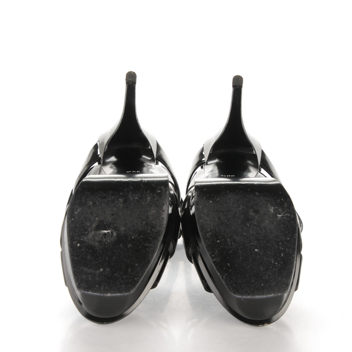Saint Laurent Vitello Vernice Tribute 105 Platform Sandals 38.5 Black 5 of 9