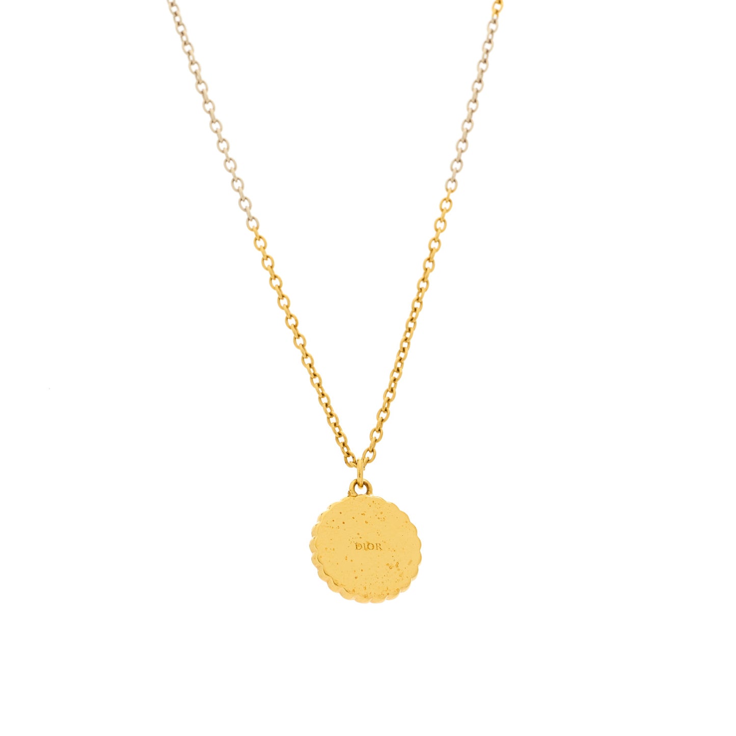 Metal Pearl CD Necklace Gold Black