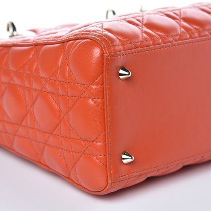 Christian Dior Lambskin Cannage Medium Lady Dior Orange 9 of 15