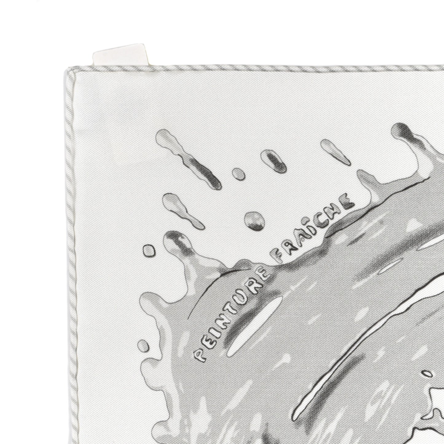 Silk Peinture Fraiche Pocket Square White Gris Perle