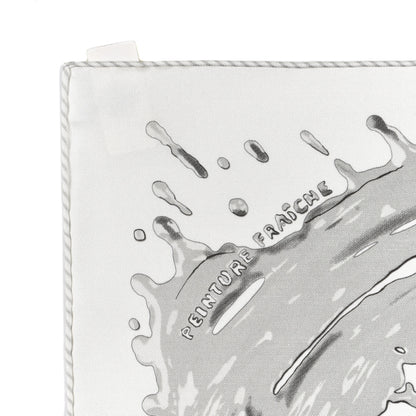 Hermes Silk Peinture Fraiche Pocket Square White Gris Perle 2 of 4