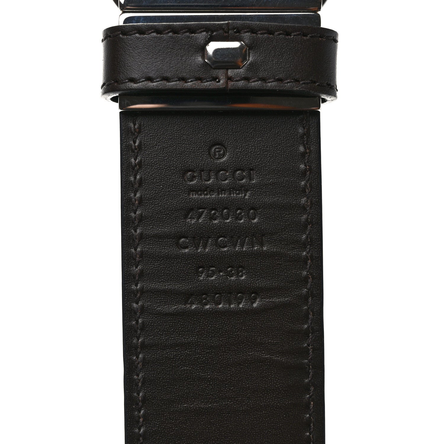Gucci Guccissima Signature Interlocking G Reversible 37mm Belt 95/38 Black Cocoa 3 of 5