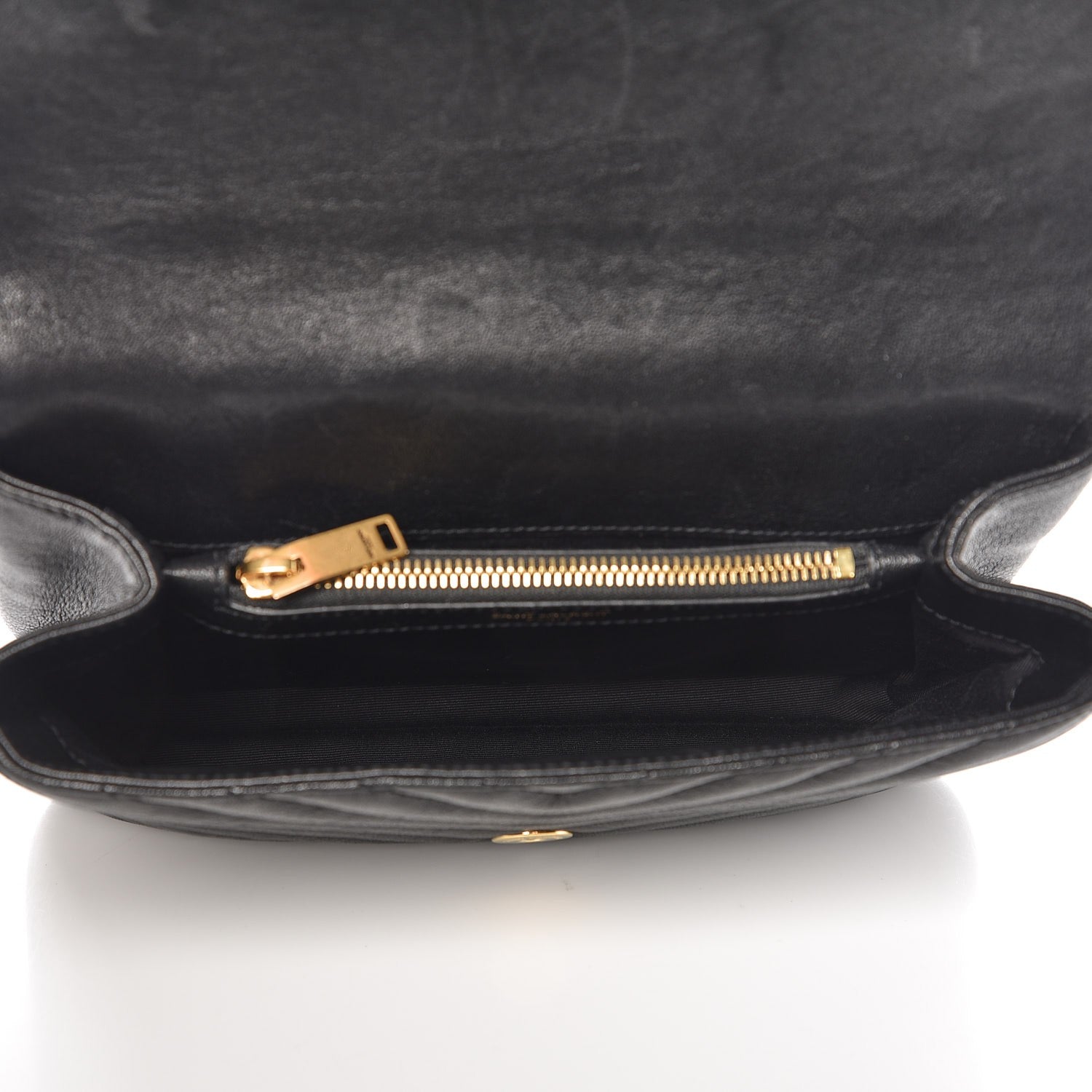 Saint Laurent Sheepskin Matelasse Chevron Monogram Medium College Bag Black 5 of 9