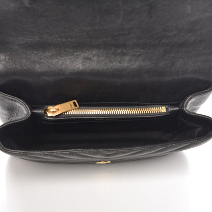 Saint Laurent Sheepskin Matelasse Chevron Monogram Medium College Bag Black 5 of 9
