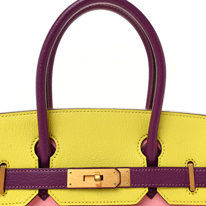Hermes Chevre Mysore Horseshoe Birkin 30 Rose Confetti Anemone Lime 7 of 9