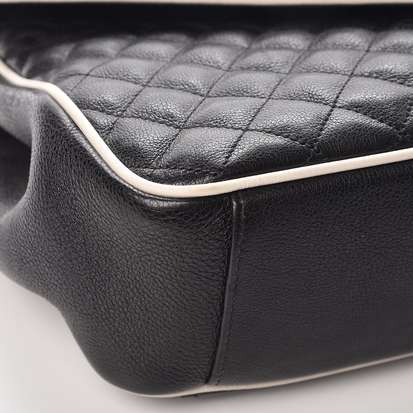 Calfskin Mixed Matelasse Triquilt Large Monogram Envelope Satchel Black White
