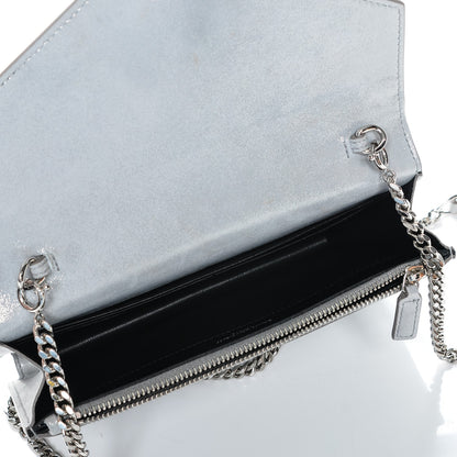 Saint Laurent Metallic Fabric Monogram Envelope Chain Wallet Silver 5 of 7