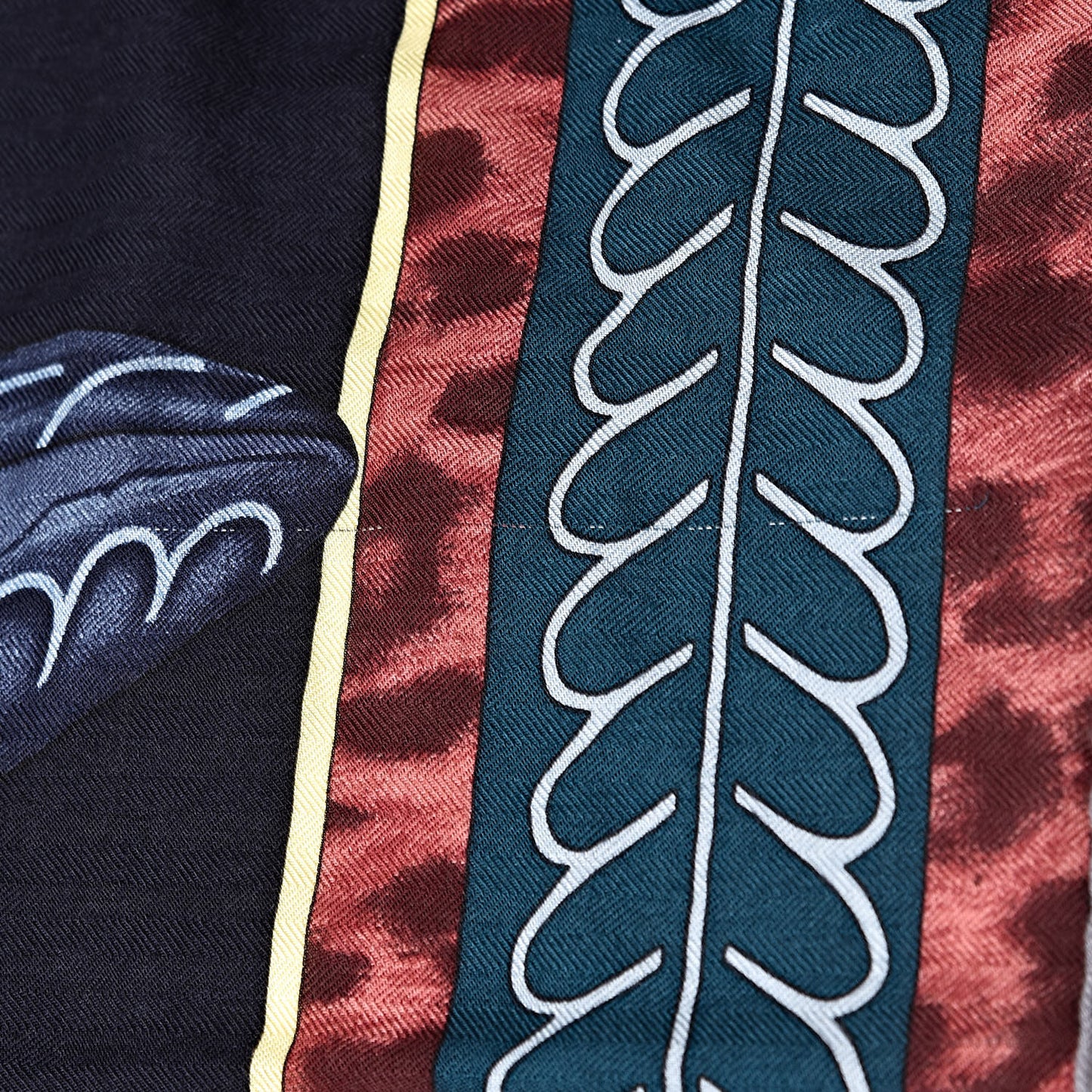 Cashmere Silk Selle d'Officier En Grande Tenue Shawl 140 Marine Petrole Ciel