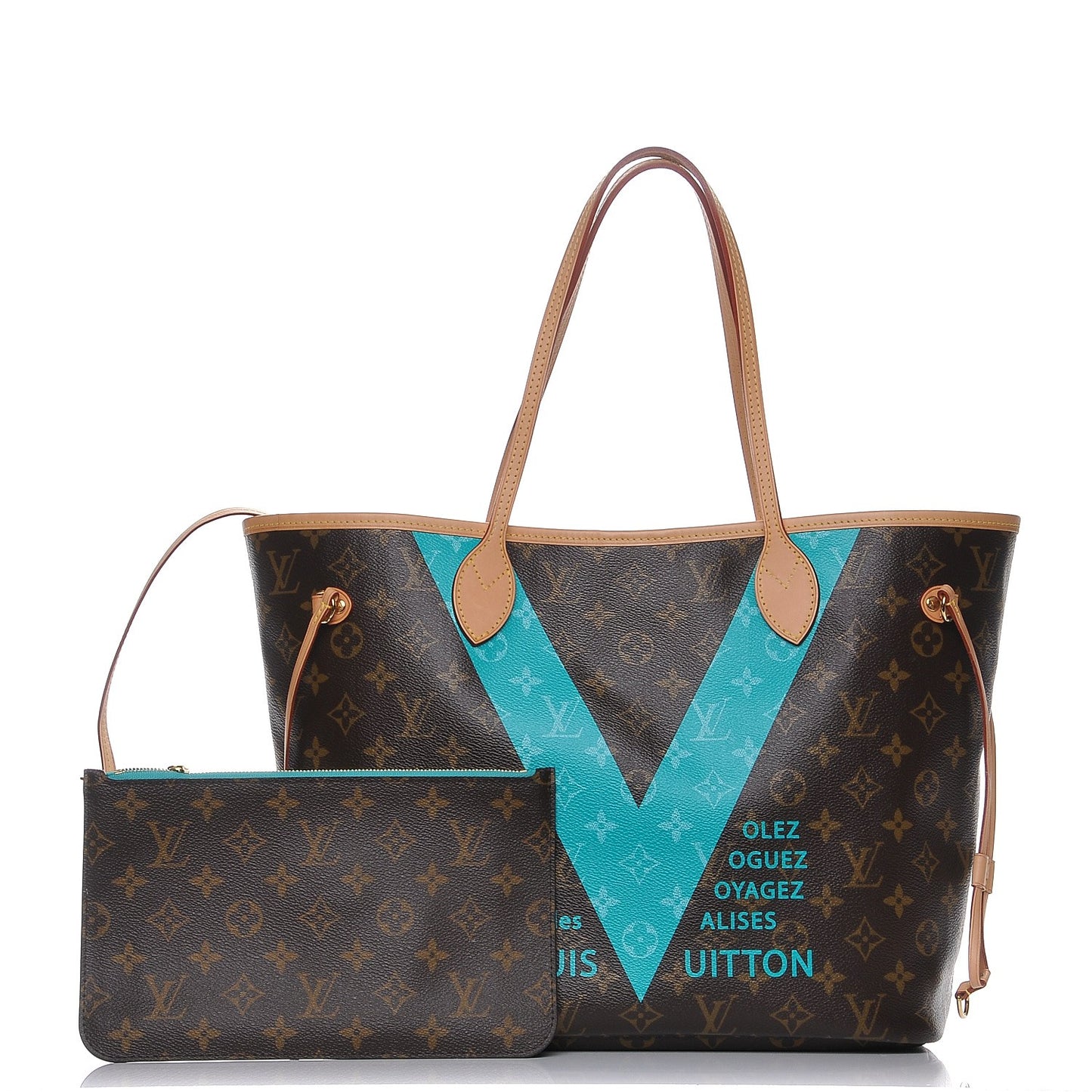 Monogram V Neverfull MM Turquoise