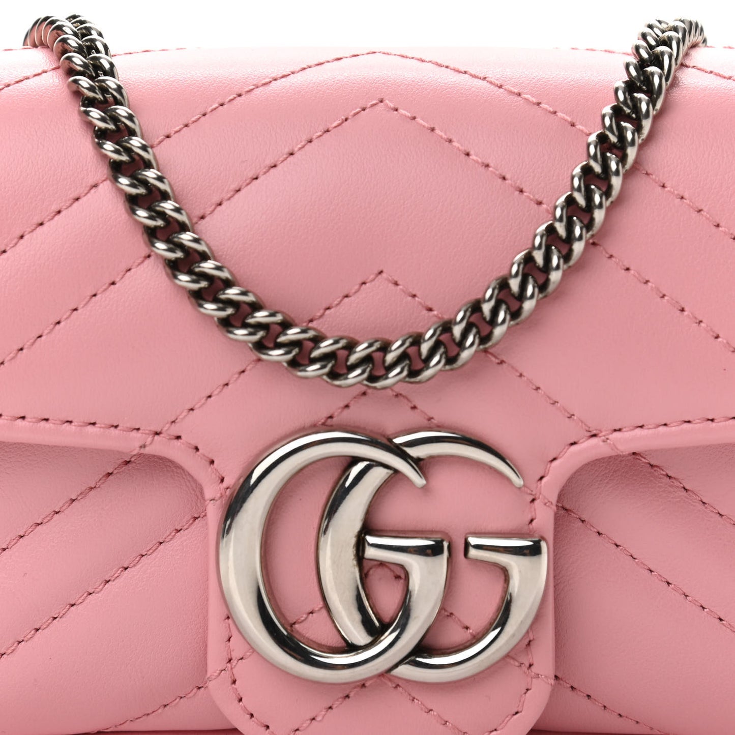 Calfskin Matelasse Super Mini GG Marmont Shoulder Bag Wild Rose