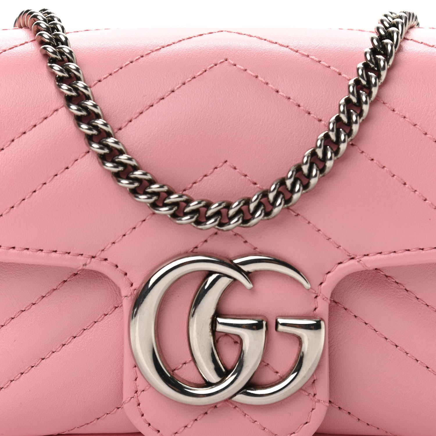 Gucci Calfskin Matelasse Super Mini GG Marmont Shoulder Bag Wild Rose 8 of 10
