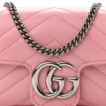 Gucci Calfskin Matelasse Super Mini GG Marmont Shoulder Bag Wild Rose 8 of 10