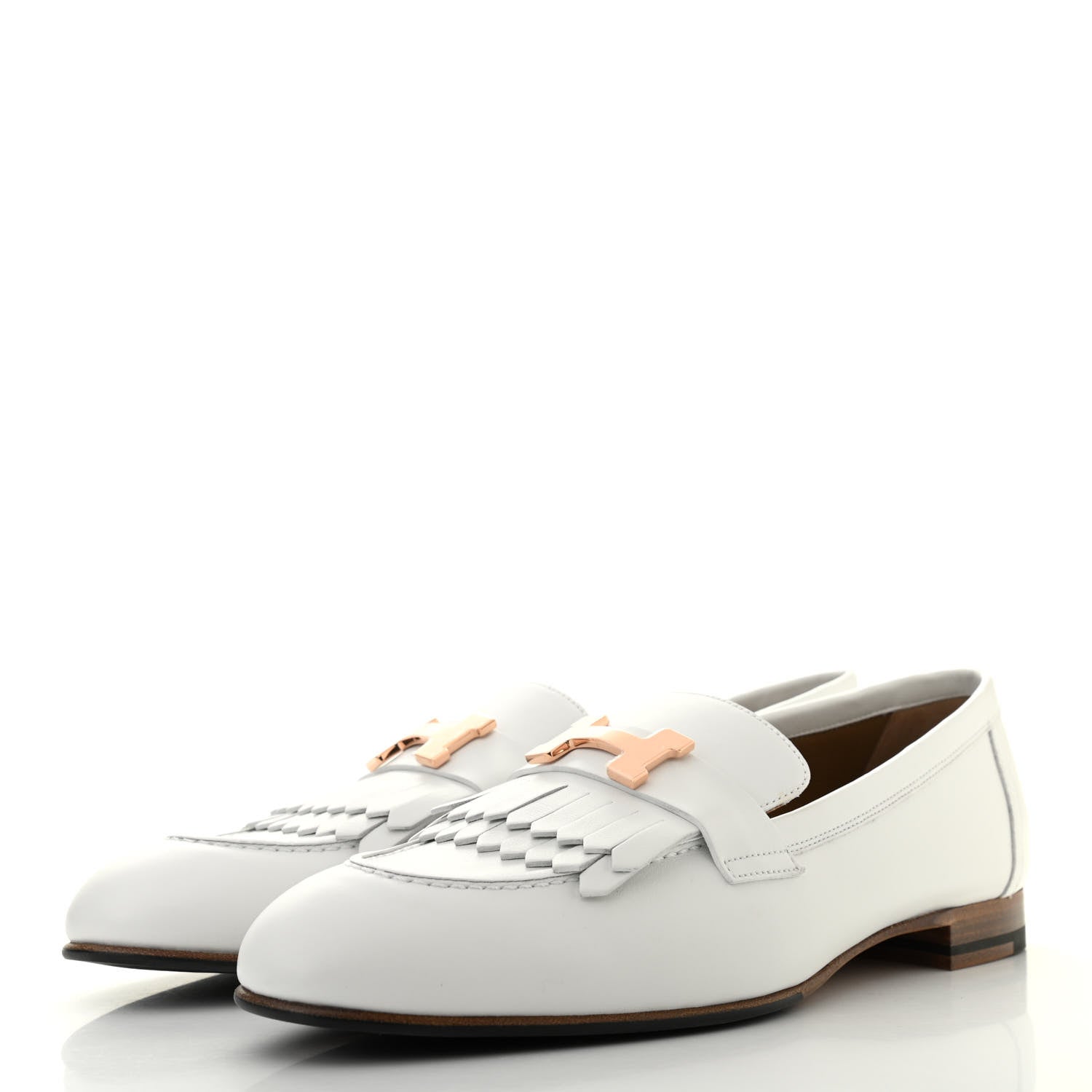 Hermes Calfskin Womens Royal Loafers 40 White 3 of 9