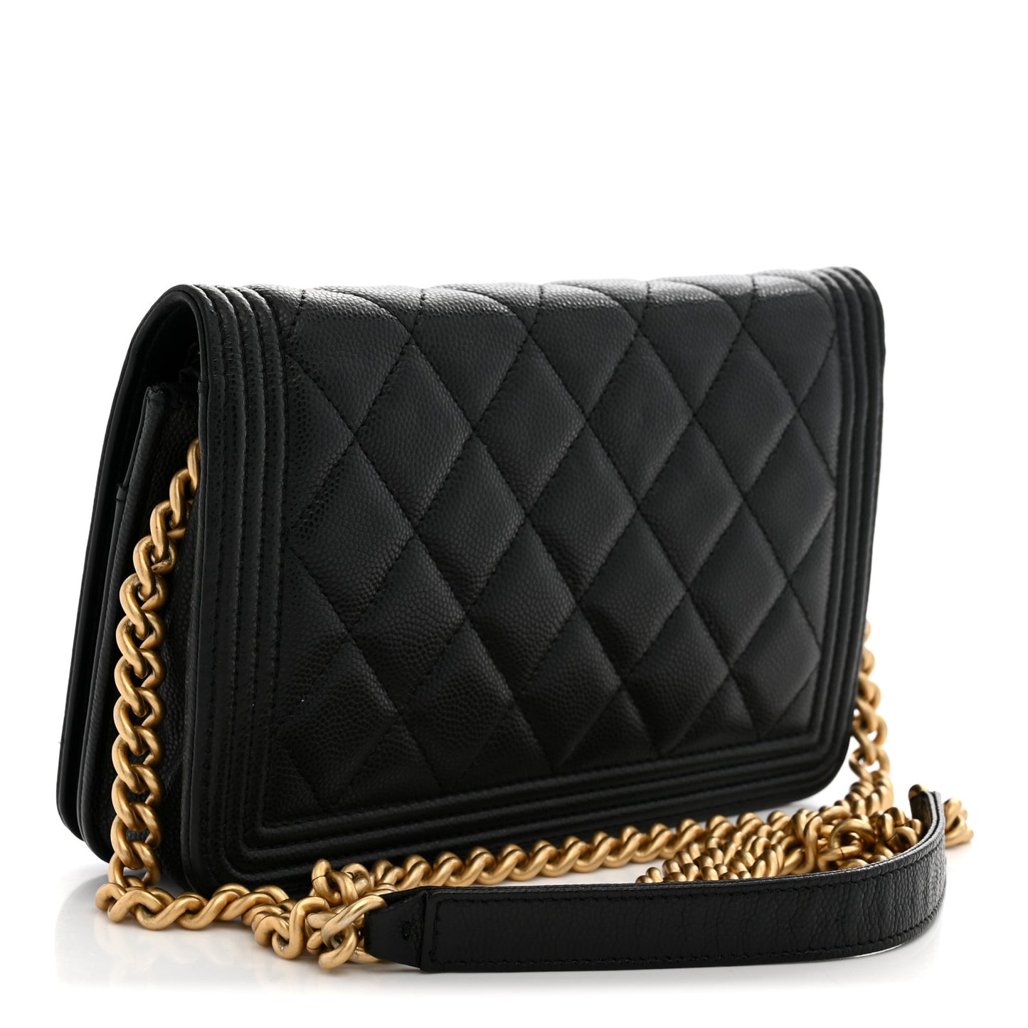 Caviar Quilted Boy Wallet On Chain WOC Black