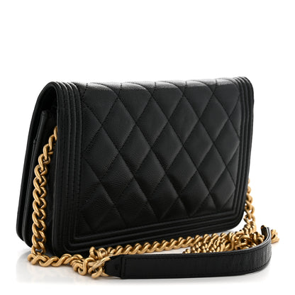 Chanel Caviar Quilted Boy Wallet On Chain WOC Black 3 of 11