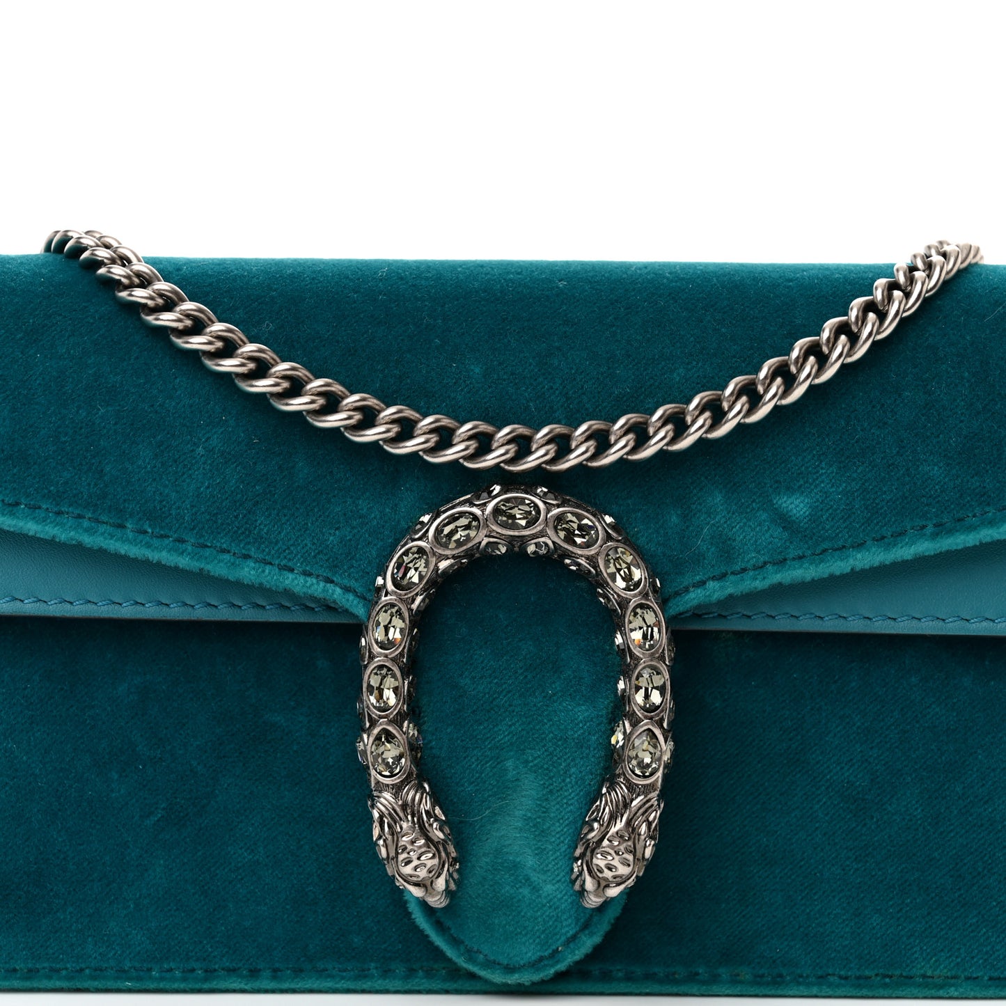 Velvet Super Mini Dionysus Shoulder Bag Pavone Cyan