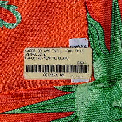 Hermes Silk Astrologie Scarf 90 Capucine Menthe Blanc 5 of 5
