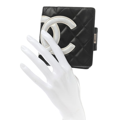 Chanel Calfskin Quilted Cambon Bi-Fold Wallet Black White 2 of 10