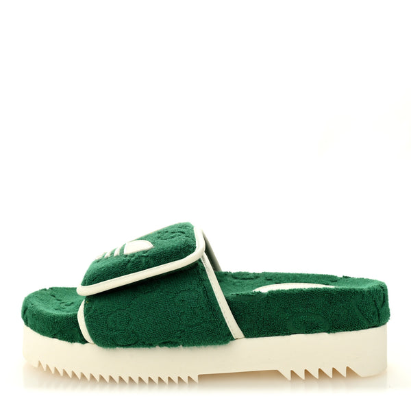 Gucci X ADIDAS Terry Cloth Trefoil GG Monogram Womens Platform