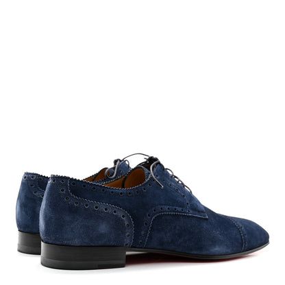 Christian Louboutin Veau Velours Mens So Charles Flat Oxfords 41.5 Navy 4 of 10