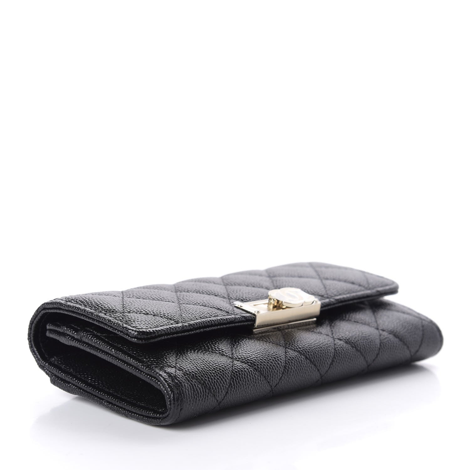 Chanel Caviar Quilted Large Golden Class Gusset Flap Wallet Black 4 of 7