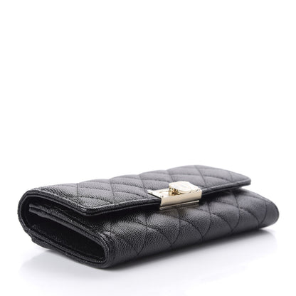 Chanel Caviar Quilted Large Golden Class Gusset Flap Wallet Black 4 of 7