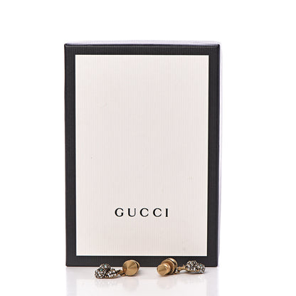 Gucci Metal Crystal Stud Earrings Aged Gold Multicolor 5 of 5