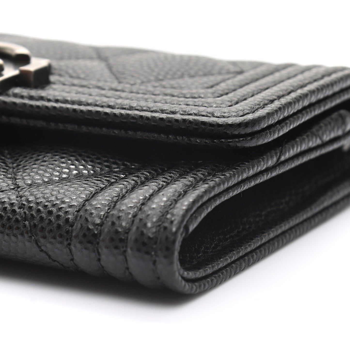 Caviar Quilted Boy Flap Card Holder Black