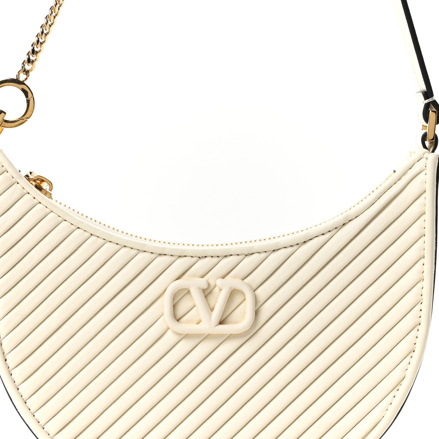 Valentino Garavani Calfskin Chevron Mini Vlogo Hobo Bag White 6 of 8