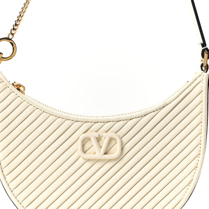 Valentino Garavani Calfskin Chevron Mini Vlogo Hobo Bag White 6 of 8