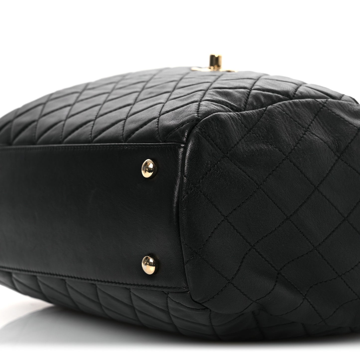 Lambskin Quilted Drawstring Bag Black