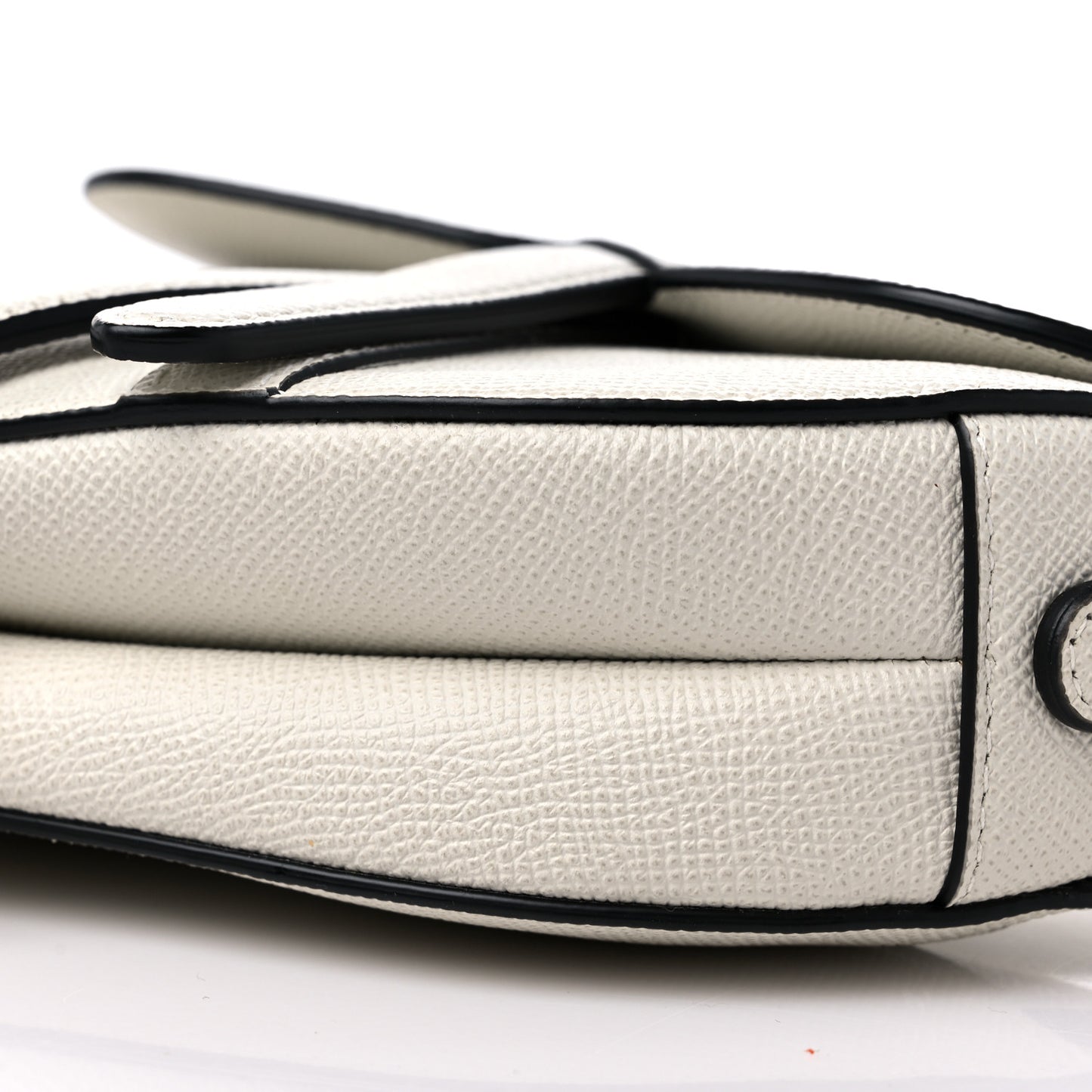 Grained Calfskin Mini Saddle Bag White