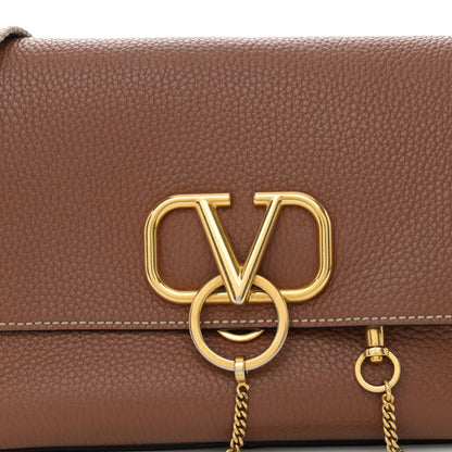 Valentino Garavani Pebbled Calfskin Small VRing Shoulder Bag Saddle Brown 7 of 10