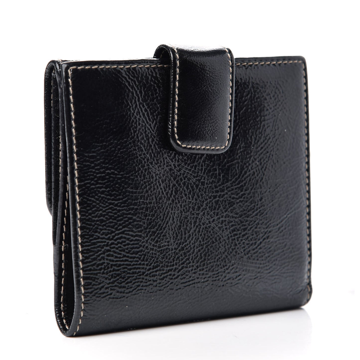 Patent Calfskin Compact Britt Wallet Black