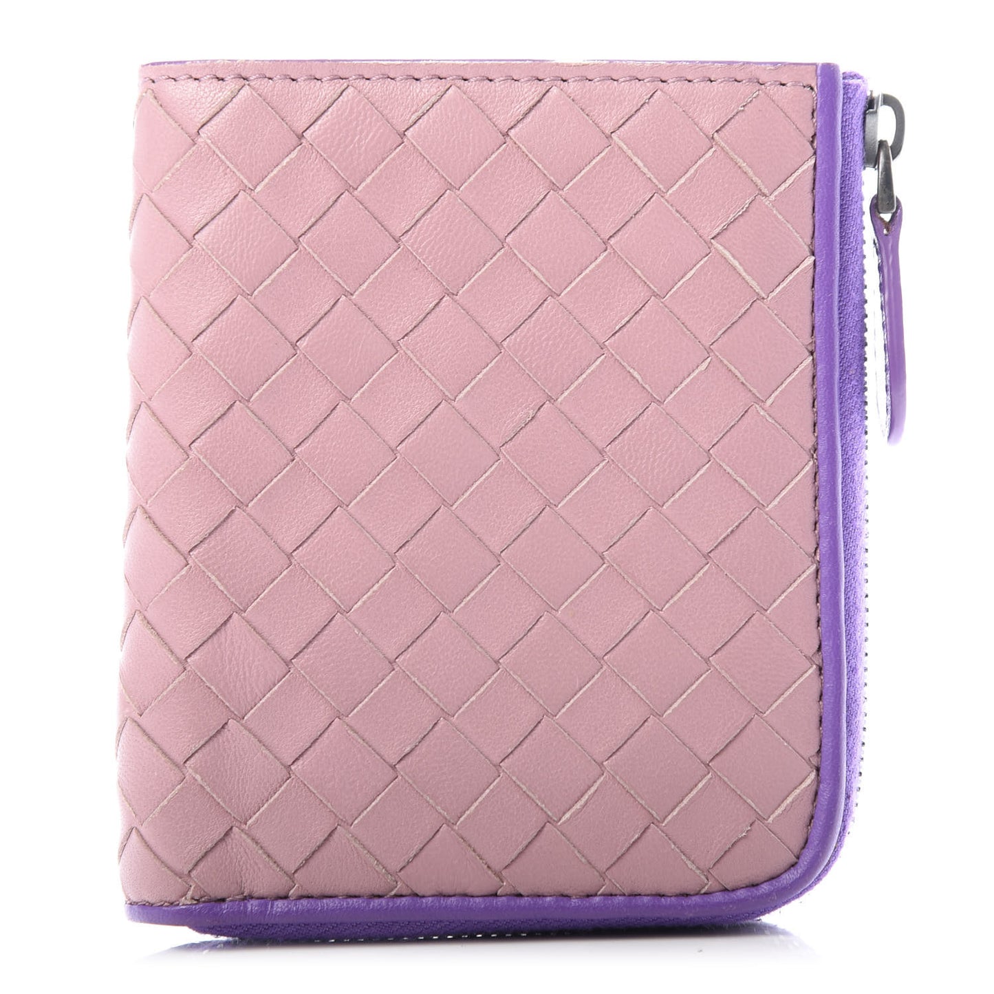 Nappa Intrecciato Zip Around Compact Wallet Deco Rose Corot
