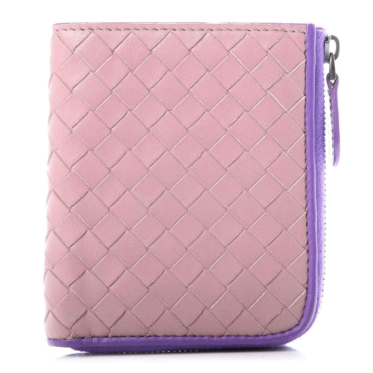 Bottega Veneta Nappa Intrecciato Zip Around Compact Wallet Deco Rose Corot 1 of 8