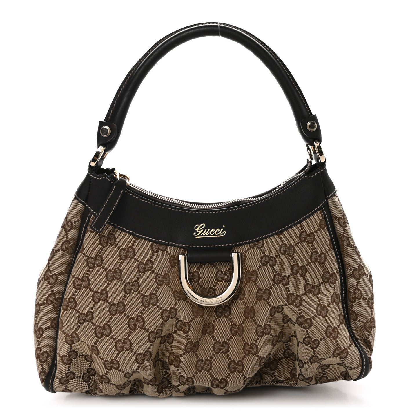Monogram Medium D Gold Ring Hobo Dark Brown