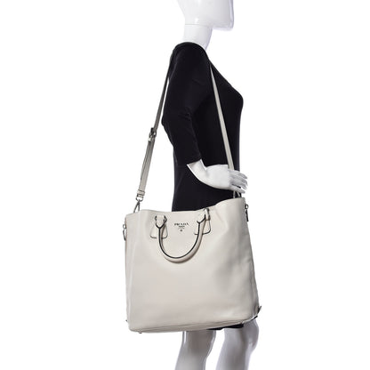 Prada Vitello Daino Side Zip Tote Talco 3 of 9
