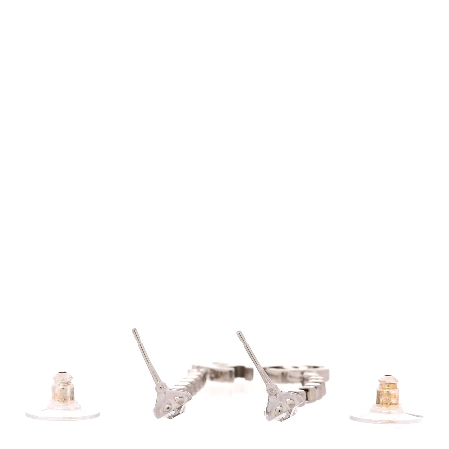 Crystal CC Heart Drop Earrings Silver