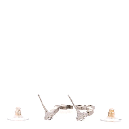 Chanel Crystal CC Heart Drop Earrings Silver 3 of 5