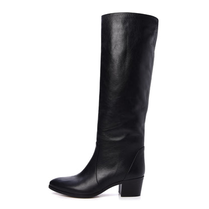 Chanel Calfskin Tall Boots 38.5 Black 1 of 12