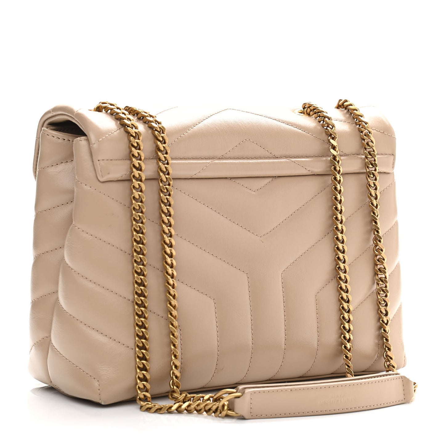 Calfskin Y Quilted Monogram Small Loulou Chain Satchel Dark Beige