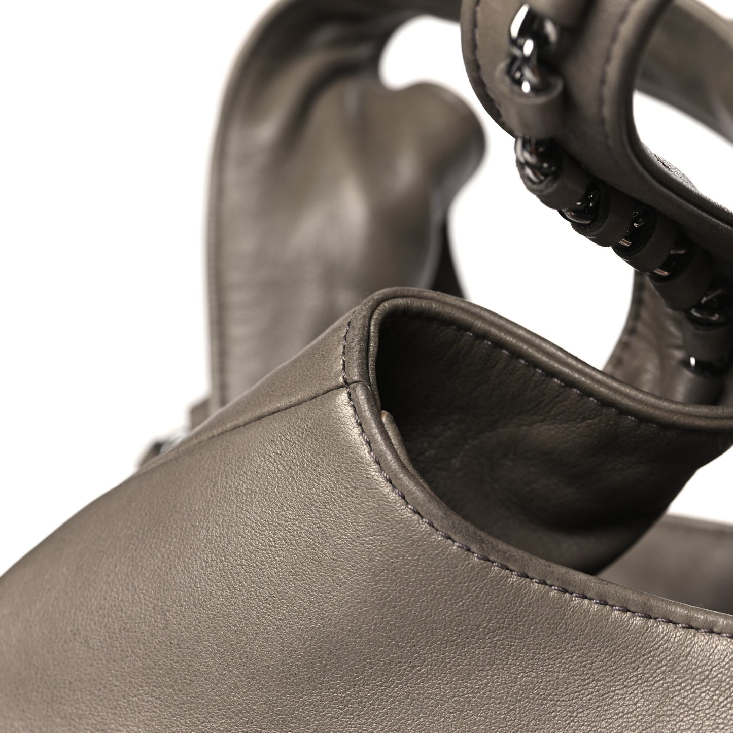 Lambskin Chain Hobo Grey