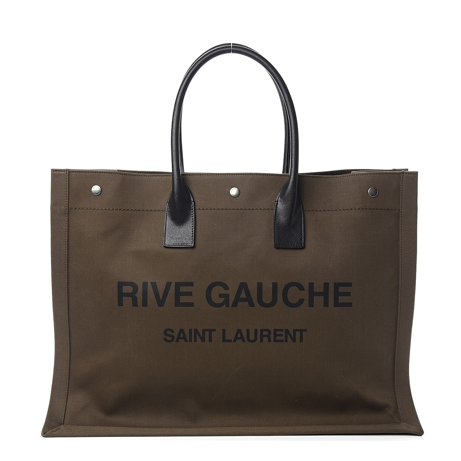 Saint Laurent Linen Calfskin Rive Gauche Tote Khaki 1 of 10