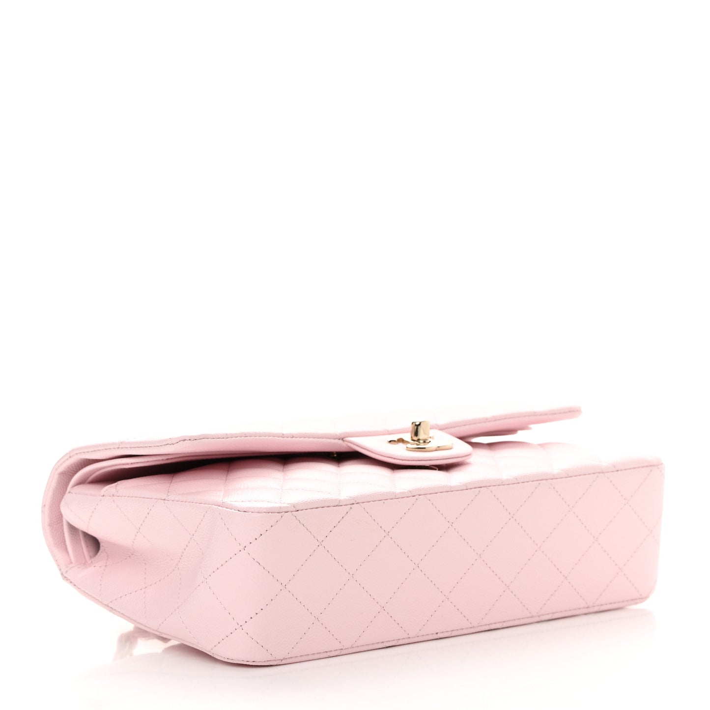 Caviar Quilted Medium Double Flap Light Pink