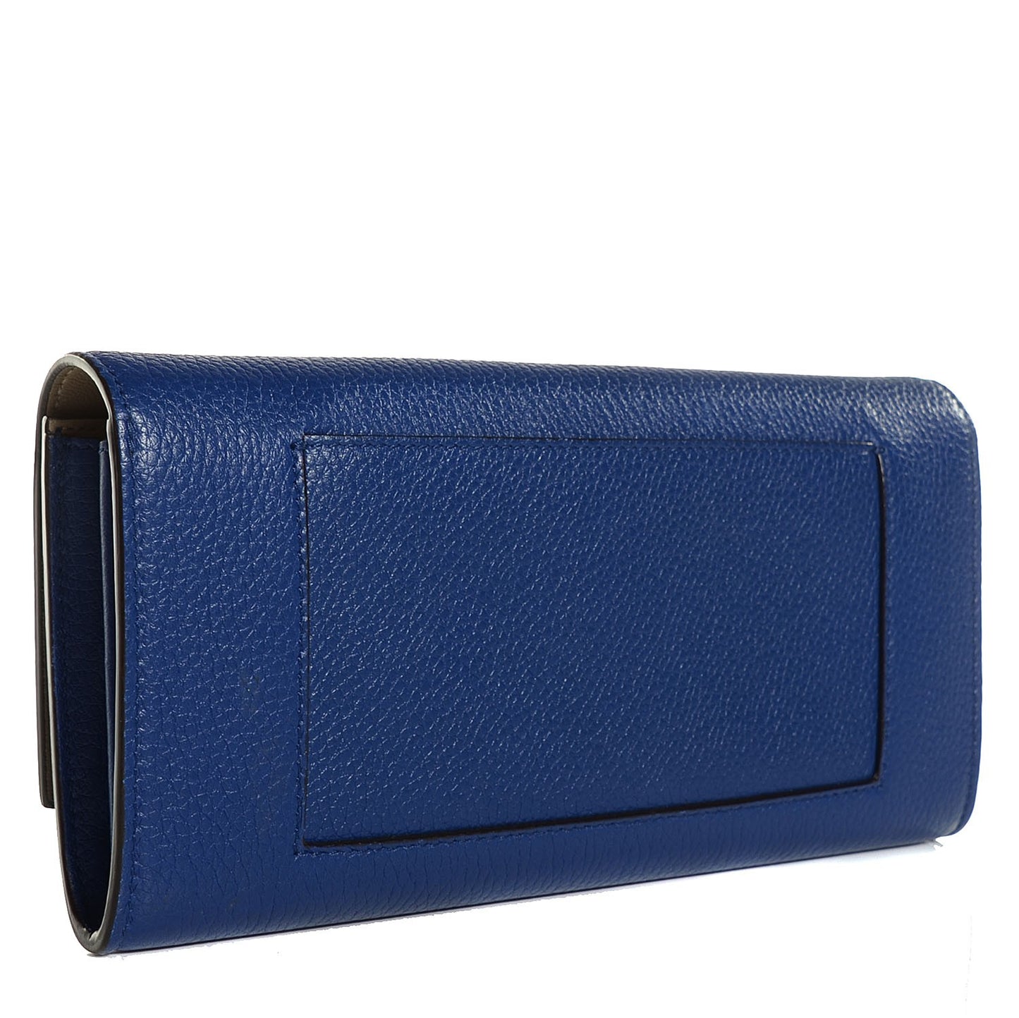 Drummed Calfskin Large Flap Multifunction Wallet Indigo