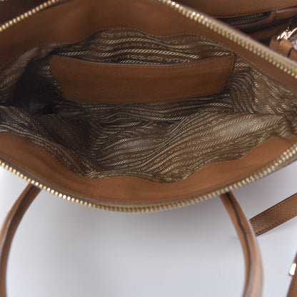 Prada Saffiano Cuir Top Handle Dome Tote Caramel 8 of 29